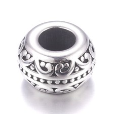 10pcs 304 Stainless Steel European Rondelle Large Hole Beads Metal Spacer 12x7mm