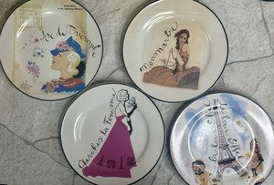 Rosanna Paris Landmarks Ceramic Dinner Plates Set of 4 Floral Nature Round