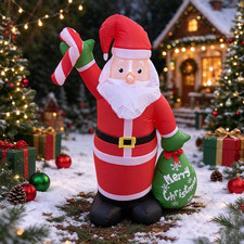 4FT Christmas Inflatable Santa Claus Yard Decoration, Blow  Up Santa with LED Lig