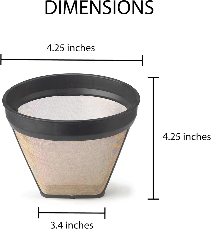 Filtro de café permanente de malla dorada Fino, filtro número 2 tamaños, prepara de 2 a 6 tazas Foto 2 de 4