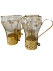 Set Of 4 Vintage Federal Glass Fountain Soda Shop Glasses/ Gold Holder/ 5 1/2"