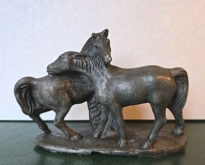 L'Accolade Stallion And Mare Spelter Sculpture After French Pierre-Jules Mene