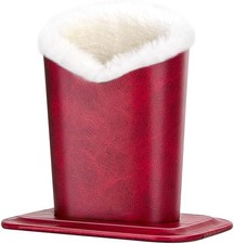 Plush Lined Eyeglasses Holder, PU Leather Glasses Stand Case Wine-red