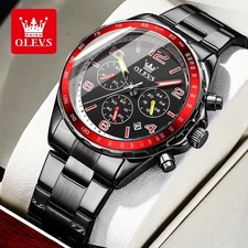 42MM OLEVS Men's Quartz Watch Chronograph Stainless 30M Waterproof Luminous NEW