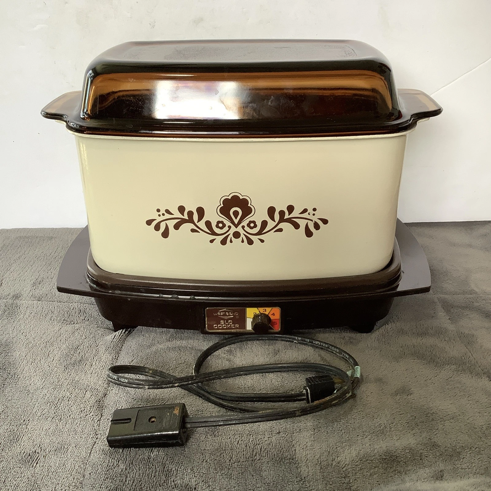 Vintage West Bend 6 Qt Multi-Purpose Slow Cooker 84116 Enamel Stock Pot Lid