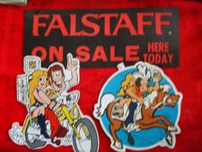 Original Vintage Fearless & Fanny Falstaff Beer Sticker Decal Sign 3 Items