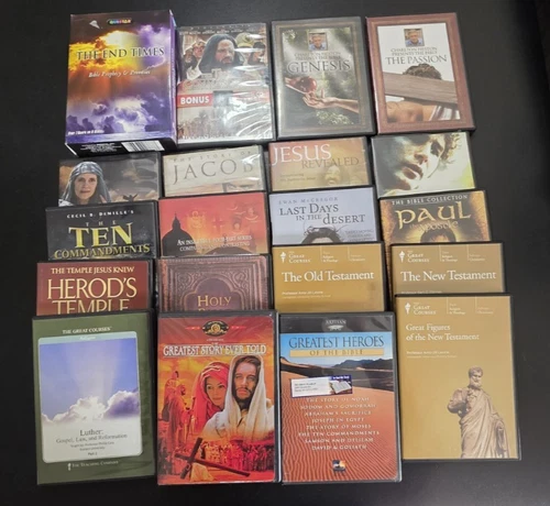 Lot of Christian Religion DVDs Charleston Heston Ten Commandments Great Courses