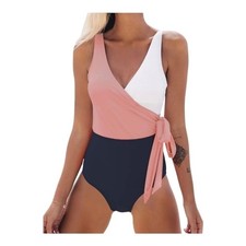 CUPSHE One Piece Swimsuit Wrap Color Block Tie Side Size Sm.