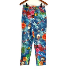 Vintage Maxandre Paris Sealife Fish Pattern Jeans Blue Size 42 Made in France