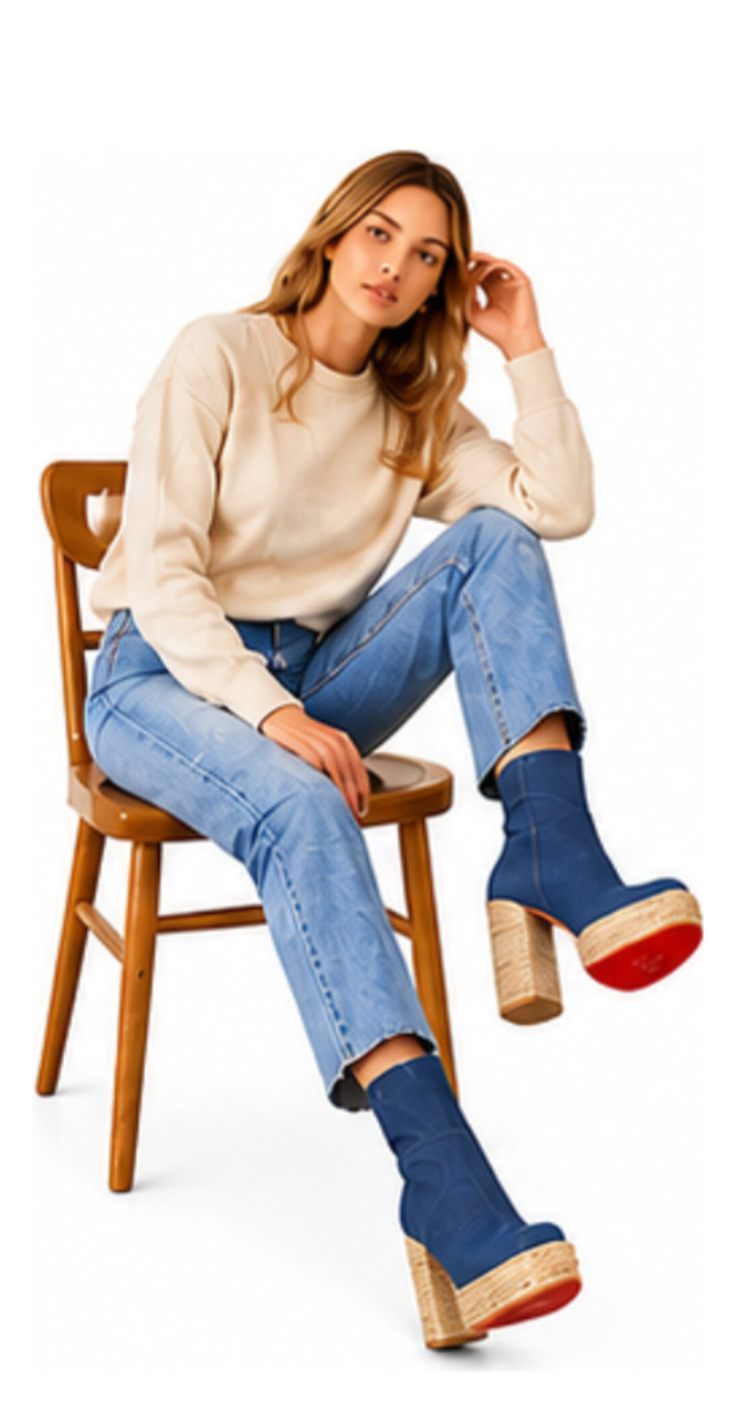 $1,295  CHRISTIAN LOUBOUTIN LoubiJean Espadrilles Denim Boots (38 EU; 8 US)  NEW image 5
