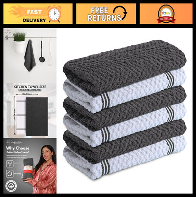 100% Cotton Kitchen Towels - 15x25'' Ultra Soft, Super Absorbent Dish Towels, Gre