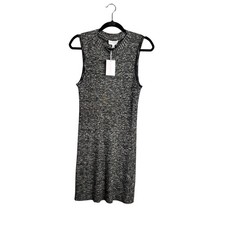 Lucy Paris Ribbed Mock Neck Sleeveless Sheath Dress Size L Gray Heathered NWT