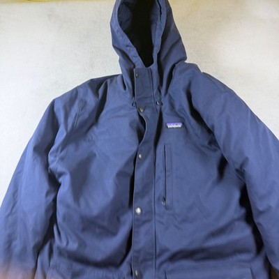 Patagonia Mens XL Navy Blue Insulated Hooded Parka Winter Jacket Coat Zipper bad