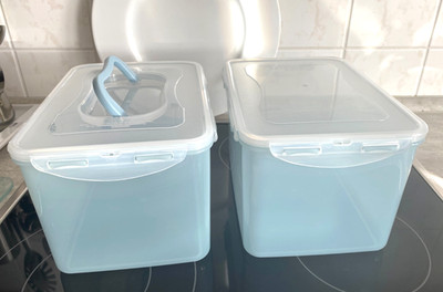 2  XXL BoX 4,5 L Kofferbox Lock&Lock Dosen Vorratsdosen Dose eisblau/hell blau