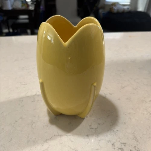 Vintage McCoy Pottery Glossy Yellow Egg Shape TULIP BALL Vase 7.5" Tall