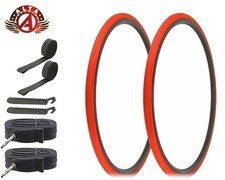 ALTA BICYCLE 700 x 28c LIGHTWEIGHT RED TOURING TIRES 60MM PRESTA TUBES (8pc).