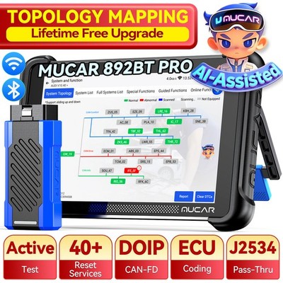  MUCAR 892BT PRO J2534 ECU Coding OBD2 Scanner Tool All System Topology Mapping