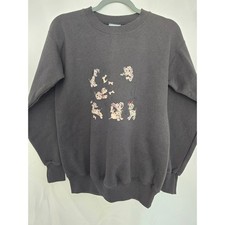 Vintage Cute Dalmatian Puppies Sweatshirt Small Charcoal Gray 50 Cotton 50 Poly
