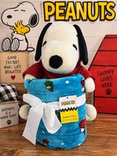 NWT Peanuts Snoopy Buddy  Throw Blanket Set Blue 50  x 60  New With Tags