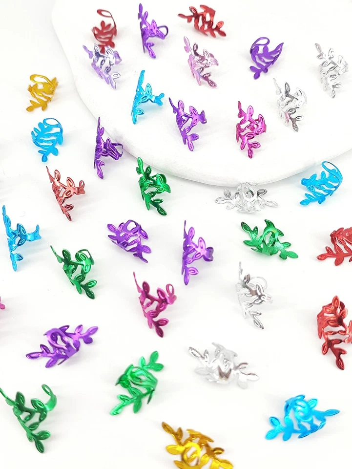 40 piezas anillos trenzas de cabello de aleación en forma de hoja de vid para rastas mujeres niñas cabello aire acondicionado Foto 4 de 4