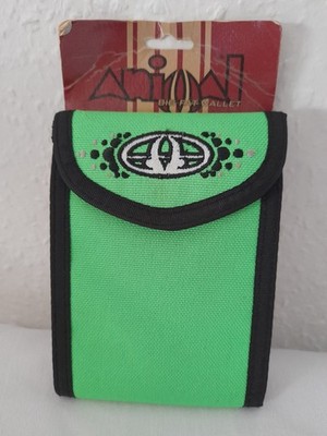 Vintage Tier große fette Geldbörse leuchtend grün Emb Logo Surfer gegen Abwasser