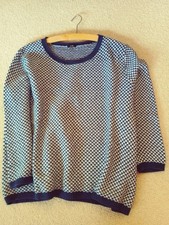 Damenpullover-RundhalsGr. 48 blau-weiß-struk...
