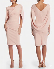 NWT Betsy & Adam Cape Sleeve Crepe Sheath Dress Blush Pink Cocktail 6