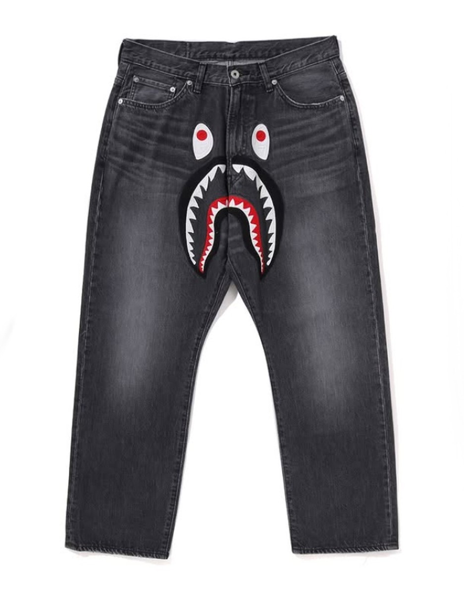 C*m様 19ss ape TAPER SHARK DENIM PANTS シャ A BATHING APE Men's SHARK LOOSE FIT 13OZ DENIM PANTS 1L80150006 b