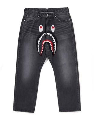 A Bathing Ape シャークパンツ 2XL A BATHING APE Men's SHARK LOOSE FIT 13OZ DENIM PANTS 1L80150006 b