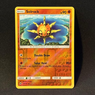Solrock 69/147 Uncommon Burning Shadows Pokemon Reverse Holo Near Mint