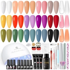 Gel Nail Polish Kit With UV Lamp Light Poly Extension Soak Off Manicure Tool Set