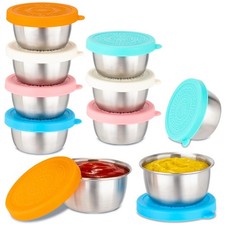 10 Pack 1.6 Oz Salad Dressing Containers To Go, Stainless Steel Small Condime...