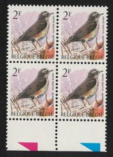 Belgium Redwing Bird Buzin  Grive mauvis  2f Block of 4 1996 MNH SG#3304