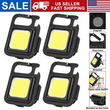 4PC 800LM LED Flashlight Mini COB Work Light Magnetic Keychain Lamp USB Charging