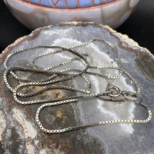 925 Sterling Silver Necklace  Italy  1.2mm Box Chain VTG  20   2.8g