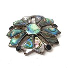 Vtg 925 Mexico Taxco TC-151 Abalone Flower Filigree Sterling Silver Brooch Pin — photo 5