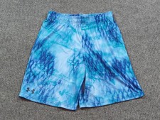 Under Armour Shorts Boys Large Blue Drawstring Gym Train Loose Fit Run Lounge