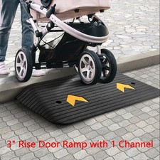3" Rise Door Ramp with 1 Channel, Upgraded Rubber Threshold Ramp, 33069 lbs Load