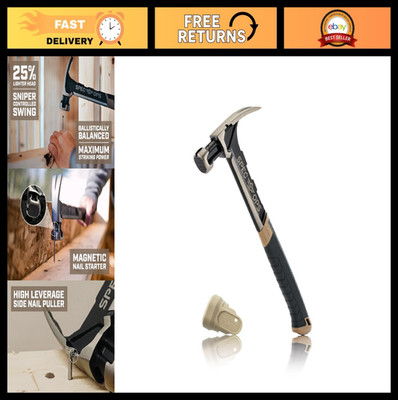 28 oz Framing Hammer - Rip Claw, Milled Face, Soft Mallet Cap, Shock-Absorbing G