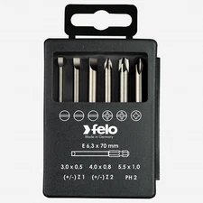 Felo Profi Bit Box 6 bits x 73 mm, Slotted, Pozidriv/Slotted, Phillips