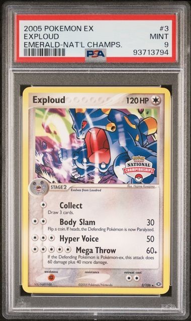 PSA 9 EXPLOUD 3 NATIONAL CHAMPIONSHIPS EX EMERALD POKEMON MINT promo