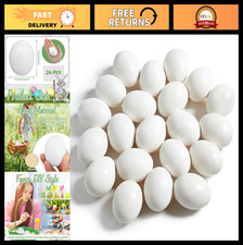 24 Pcs White Wooden Fake Eggs for DIY Crafts, Painting, Easter D cor, Photograph
