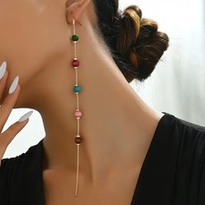Bohemian Colorful Beaded Long Tassel Dangle Earrings Womens Fashion Jewelry New