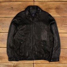Vintage Nautica Lederjacke L Car Coat schwarz