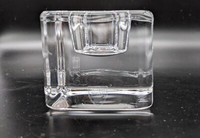 Orrefors Ice Cube Crystal Votive Clear Candle Holder Made In Sweden w/Sticker
