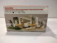 SwitchBot Indoor/Outdoor Thermo-Hygrometer 4 Pack With Wi-Fi Hub. Factory Sealed
