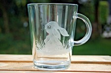 Sch&ouml;ne Teetasse mit Hase Kaninchen Ostern echt Handgeschliffen
