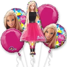 Anagram #30395 Mattel Barbie Doll Happy Birthday Balloons Party Decor - 5pk -NEW