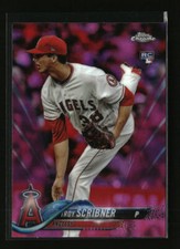 2018 Topps Chrome Pink Refractor Troy Scribner #164 Los Angeles Angels