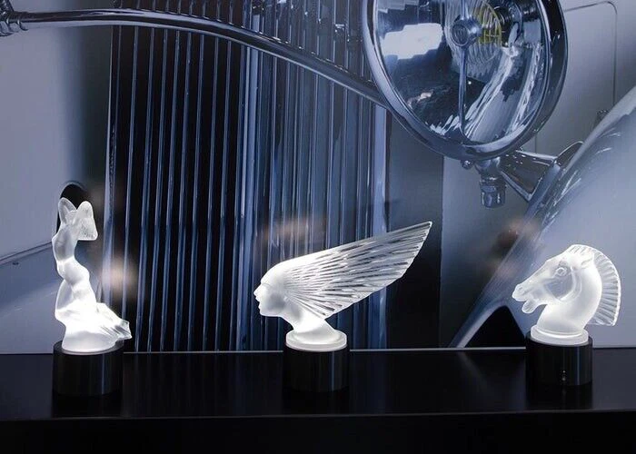 LALIQUE CRYSTAL testa di cavallo LONGCHAMP luce MASCOTTE AUTO cappuccio ornamento fermacarte